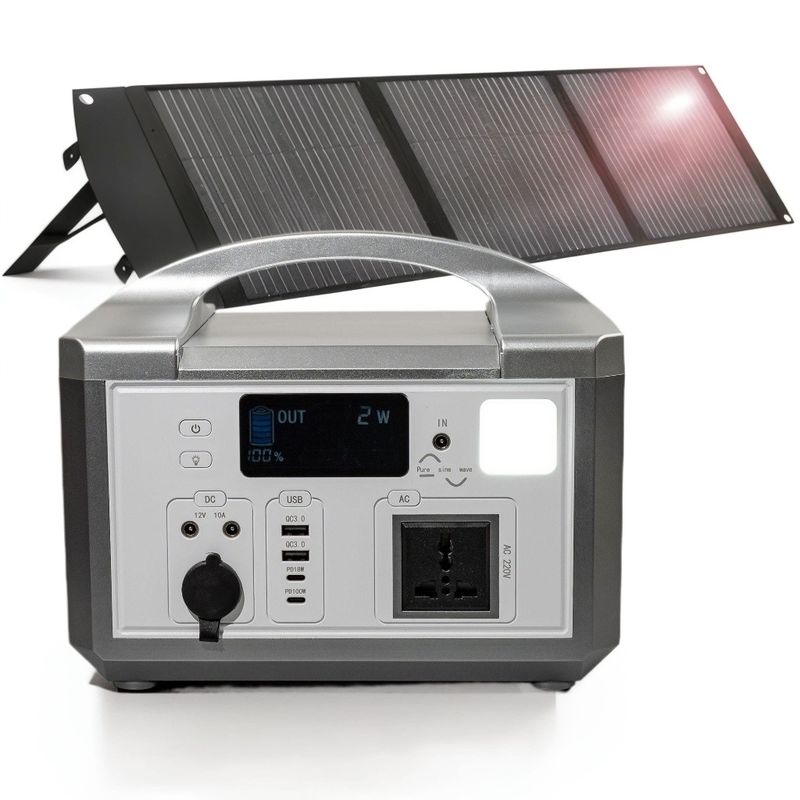 Ánh sáng LED / Ánh sáng SOS 300W nguồn cung cấp năng lượng ngoài trời với sạc không dây Ngân hàng năng lượng mặt trời di động cho đi bộ đường dài ngoài trời